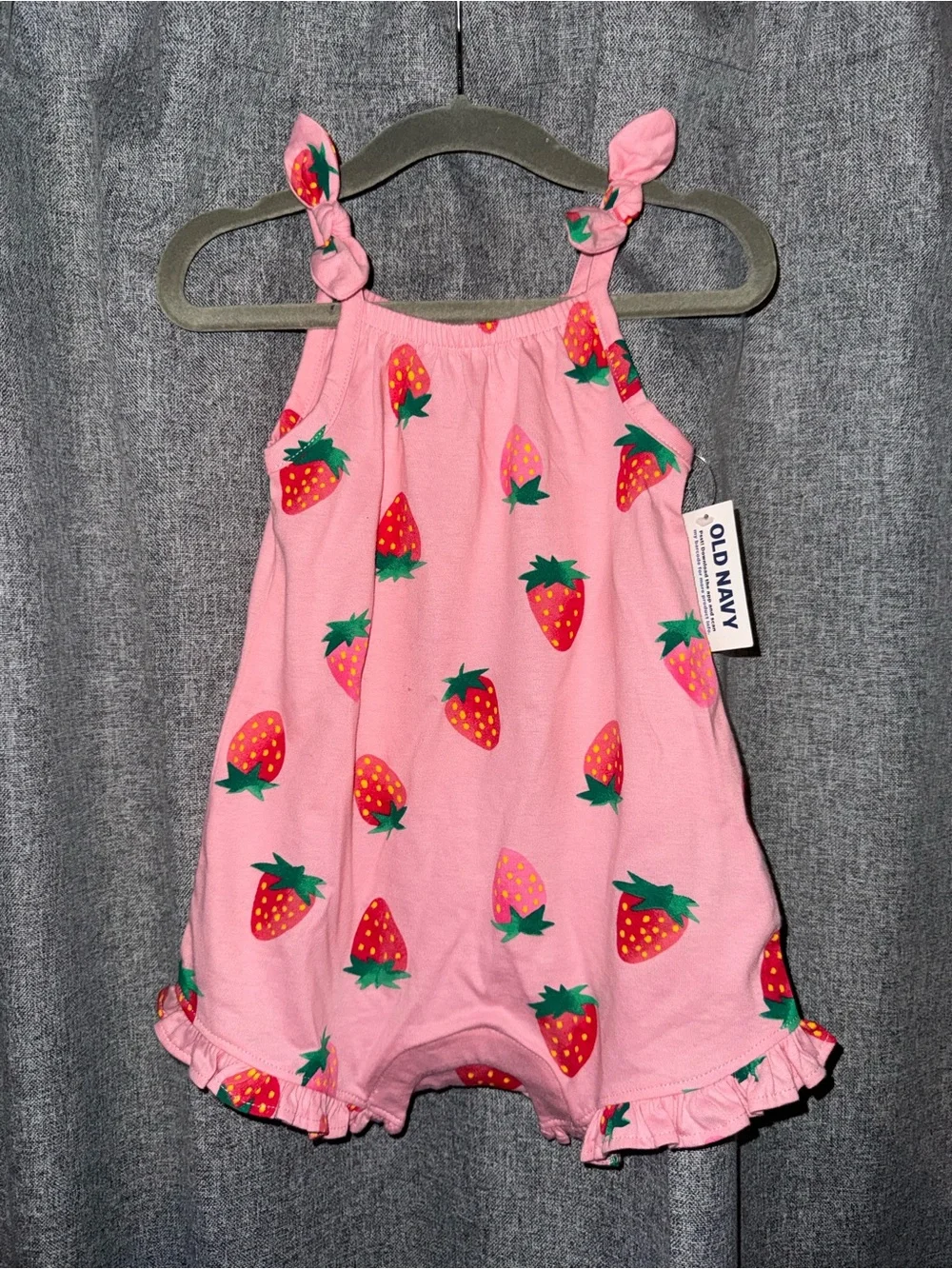 Old Navy Pink Strawberry Print Baby Romper